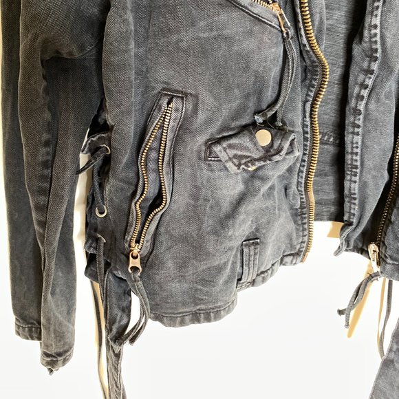 Free People Denim Motorcycle Jacket - XS/S - Picture 4 of 6